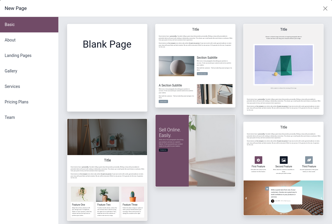 Odoo 17: Page templates