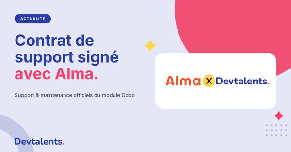 Signature d'un contrat de support et de maintenance pour notre module Odoo Alma Payment Provider