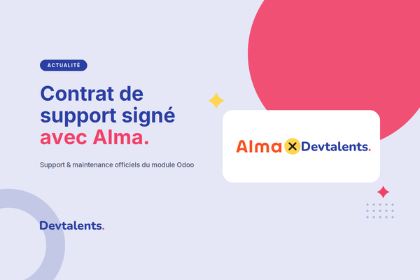 Signature d'un contrat de support et de maintenance pour notre module Odoo Alma Payment Provider