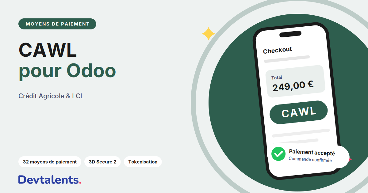 CAWL for Odoo: 32 Payment Methods : 3D Secure 2, Tokenization, Manual Capture & Refunds