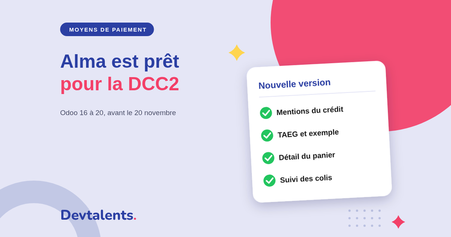 Alma et la DCC2 : notre module Odoo est prêt pour le 20 novembre 2026